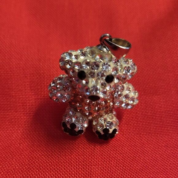 Austrian Crystal Teddy Bear Sterling Silver Pendant - Picture 6 of 6